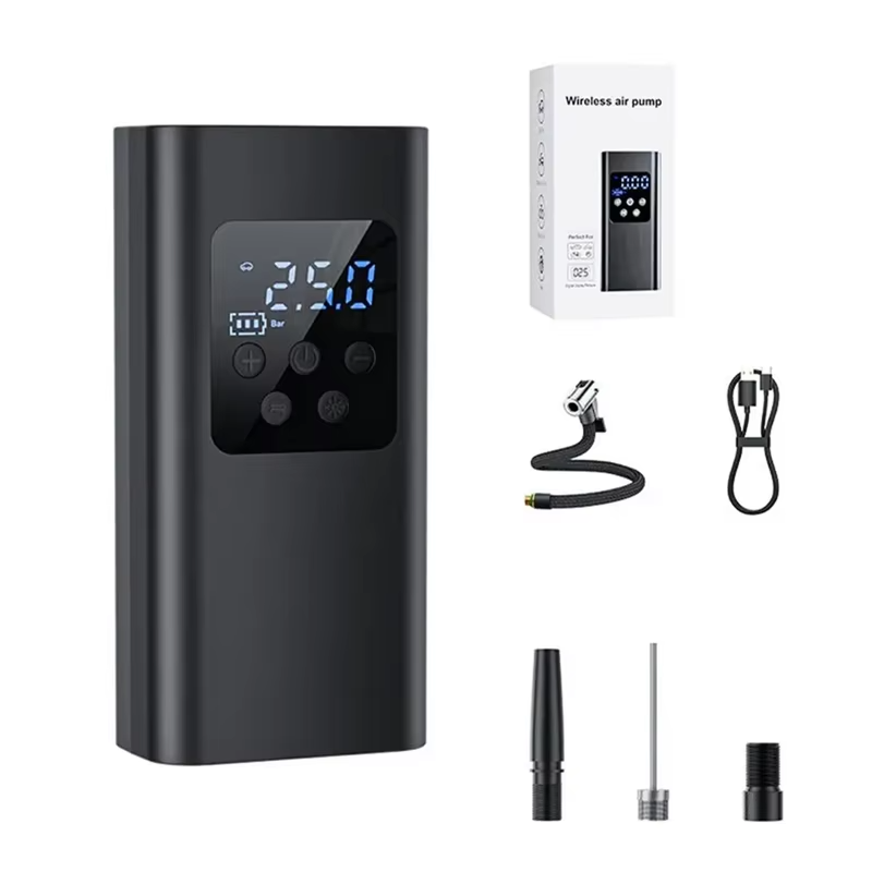 Wireless Electric Car Tire Pump Auto Shut-Off 6000mAh Digital Air Compressor with 3 Nozzle