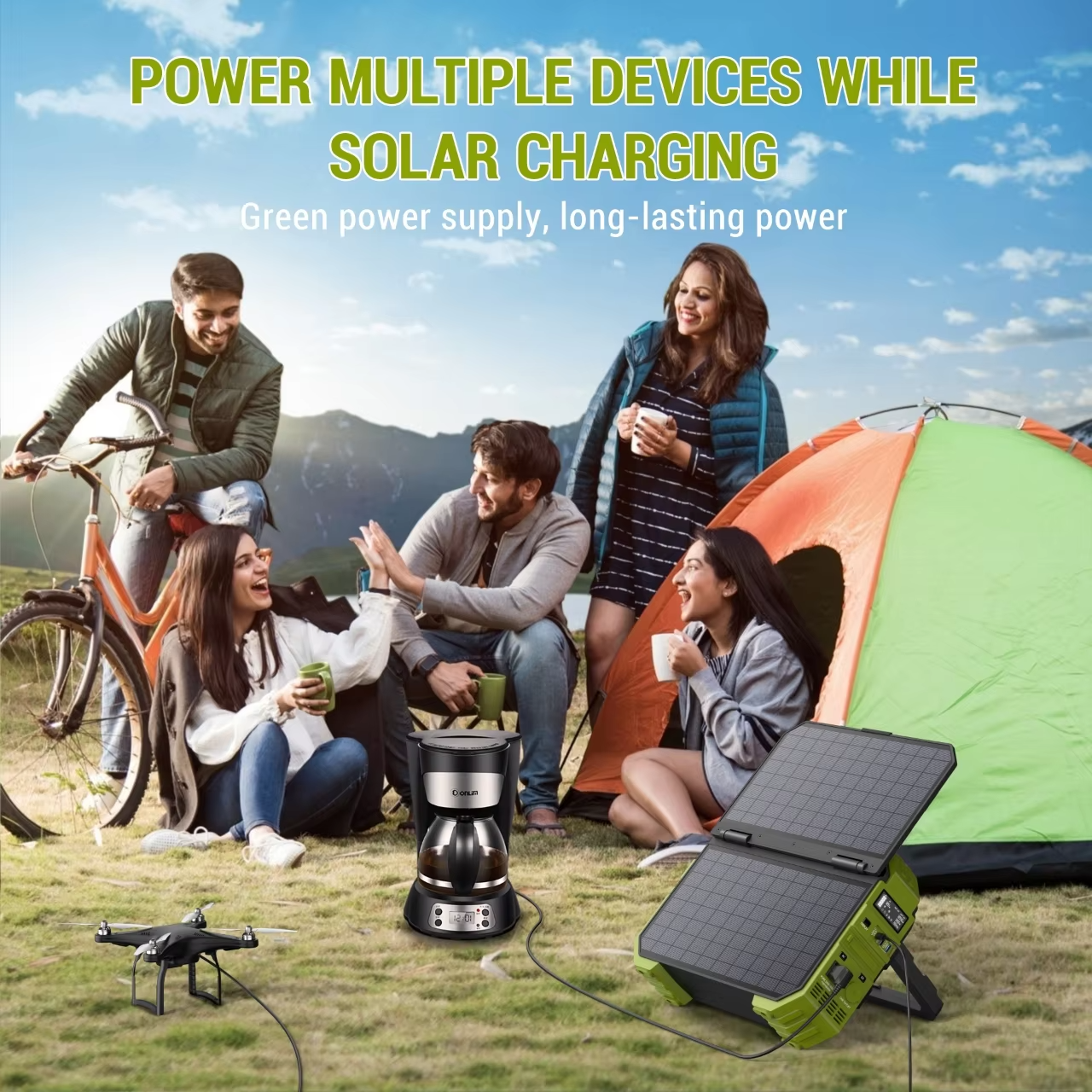 Portable 1600 Watts AC Power Station Generation 4 1024Wh LiFePO4 40W Solar Charging Panel for Outdoor Camping Trekking RV - 图片 2