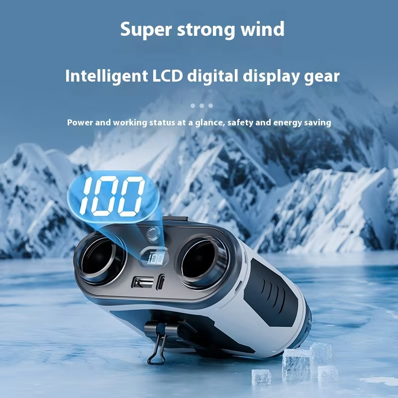 Portable Waist Clip Handheld Fan Digital Display Rechargeable Mini Flashlight Three/Five Settings Foldable for Outdoor - 图片 2