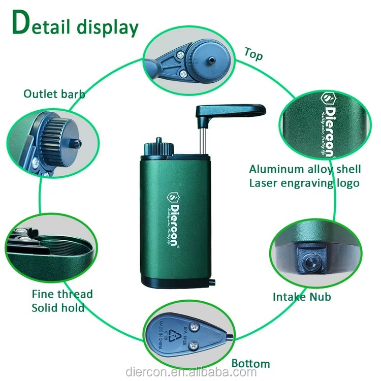 Diercon Factory Wholesale Portable Sports Gear Hollow Fiber UF Membrane Filter Hand Pump Peronal Water Purifier (TW01) - 图片 3