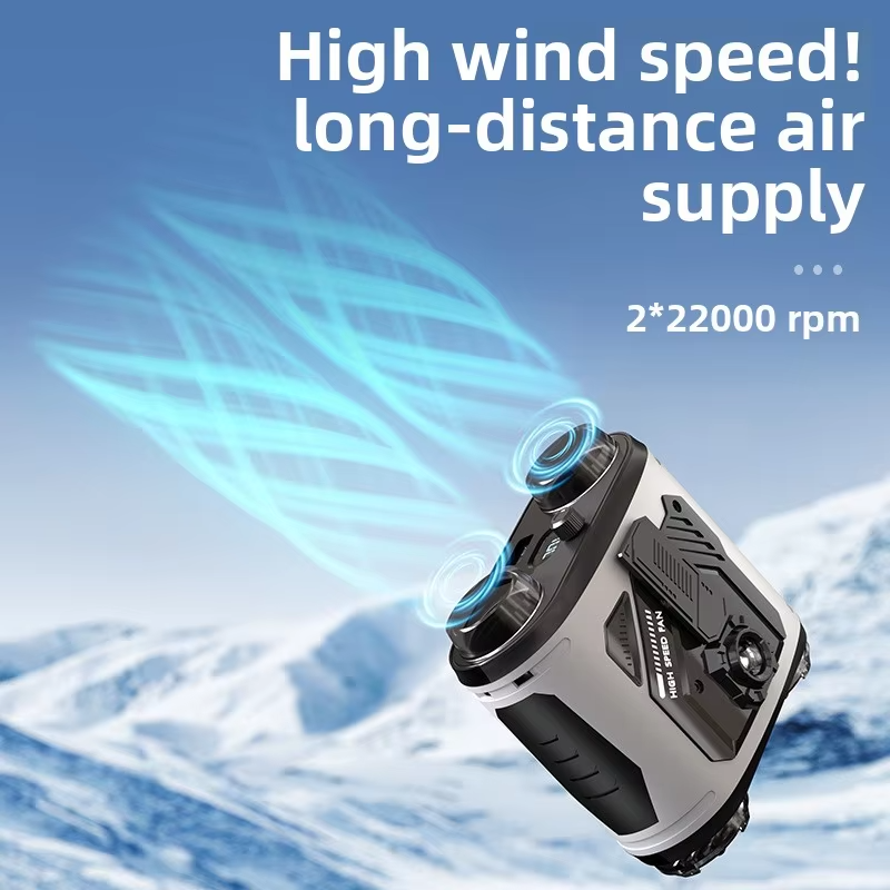 Portable Waist Clip Handheld Fan Digital Display Rechargeable Mini Flashlight Three/Five Settings Foldable for Outdoor - 图片 4