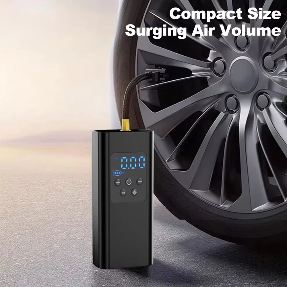 Wireless Electric Car Tire Pump Auto Shut-Off 6000mAh Digital Air Compressor with 3 Nozzle - 图片 4