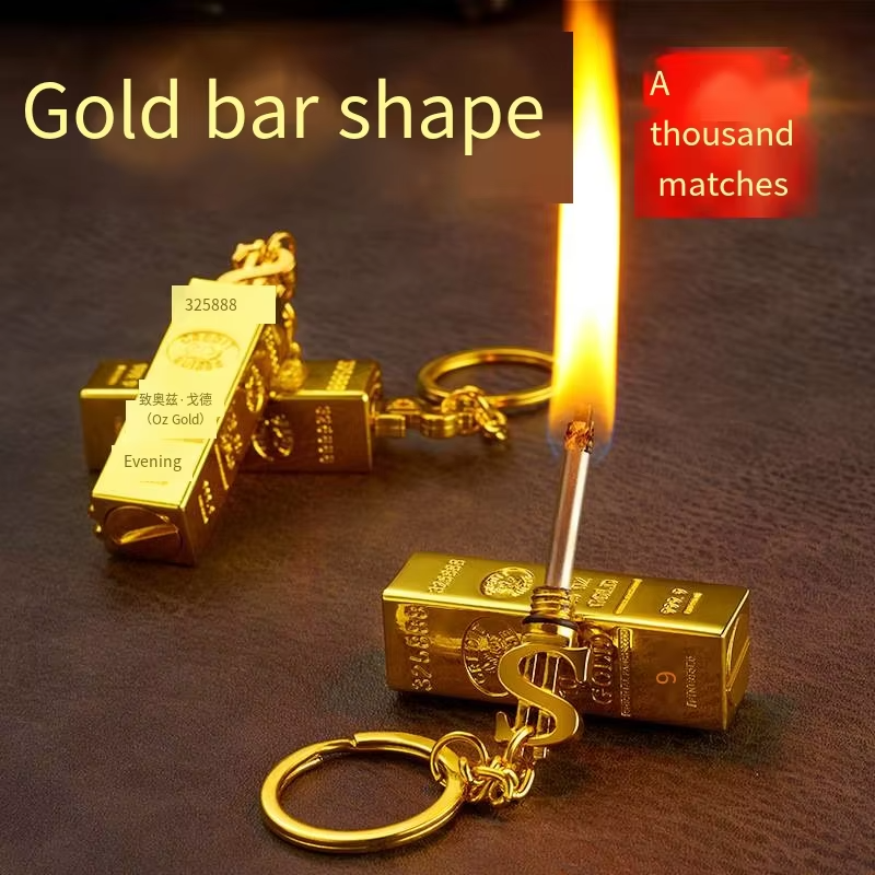 Creative Portable Gold Bar Shape Lighter Unique Personality Design Waterproof Small Pendant Stylish for Cigarette Usage - 图片 4