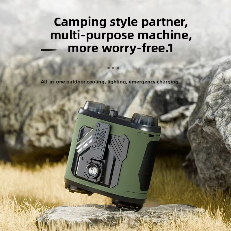 Portable Waist Clip Handheld Fan Digital Display Rechargeable Mini Flashlight Three/Five Settings Foldable for Outdoor - 图片 3