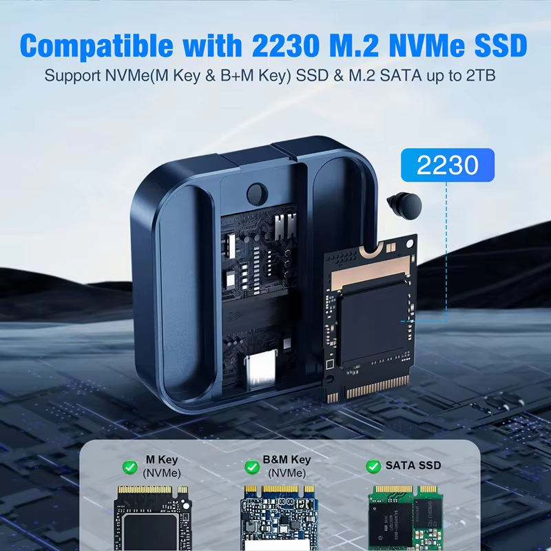 Aluminum Shell Magnetic 2TB SSD Enclosure Casing Type C USB to M.2 2230 NVME SATA 10Gbps Transfer - 图片 4