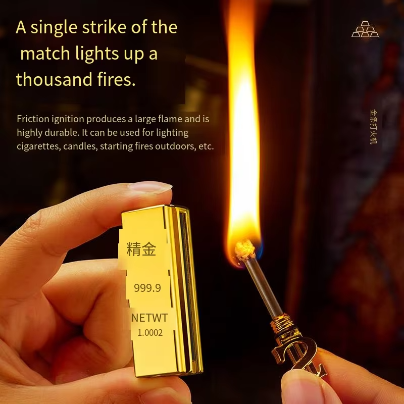 Creative Portable Gold Bar Shape Lighter Unique Personality Design Waterproof Small Pendant Stylish for Cigarette Usage - 图片 5