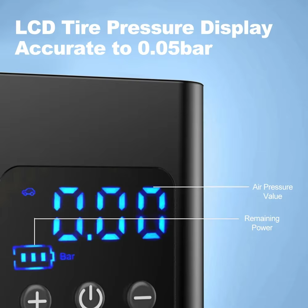 Wireless Electric Car Tire Pump Auto Shut-Off 6000mAh Digital Air Compressor with 3 Nozzle - 图片 6
