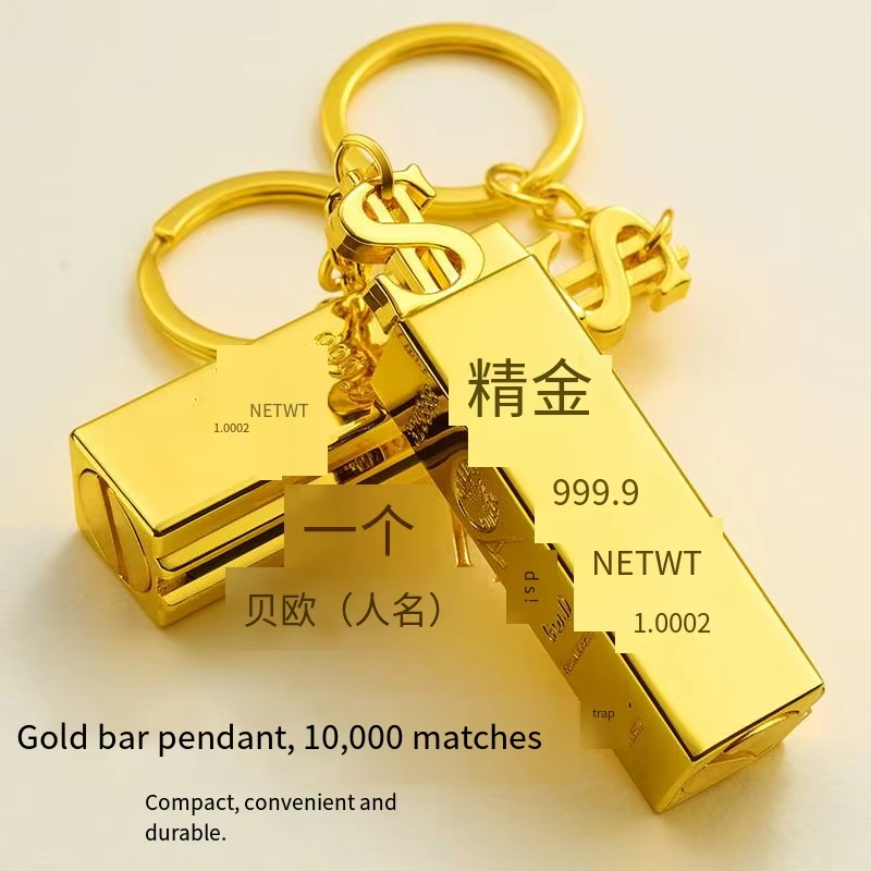 Creative Portable Gold Bar Shape Lighter Unique Personality Design Waterproof Small Pendant Stylish for Cigarette Usage - 图片 6