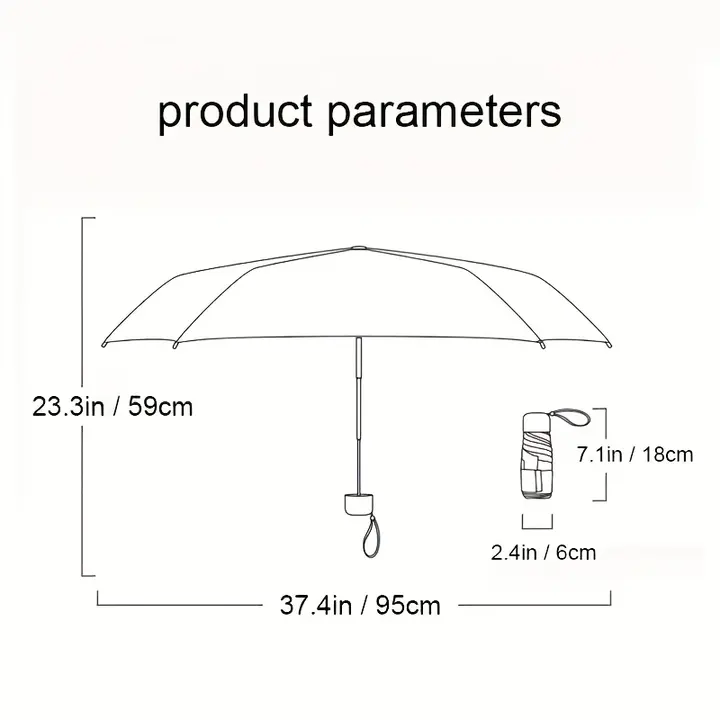 UPF50+ Compact Folding Umbrella - Lightweight, Portable, 6-Rib Manual Open, 210T Impact Cloth, Customizable Advertising Umbrella - 图片 2