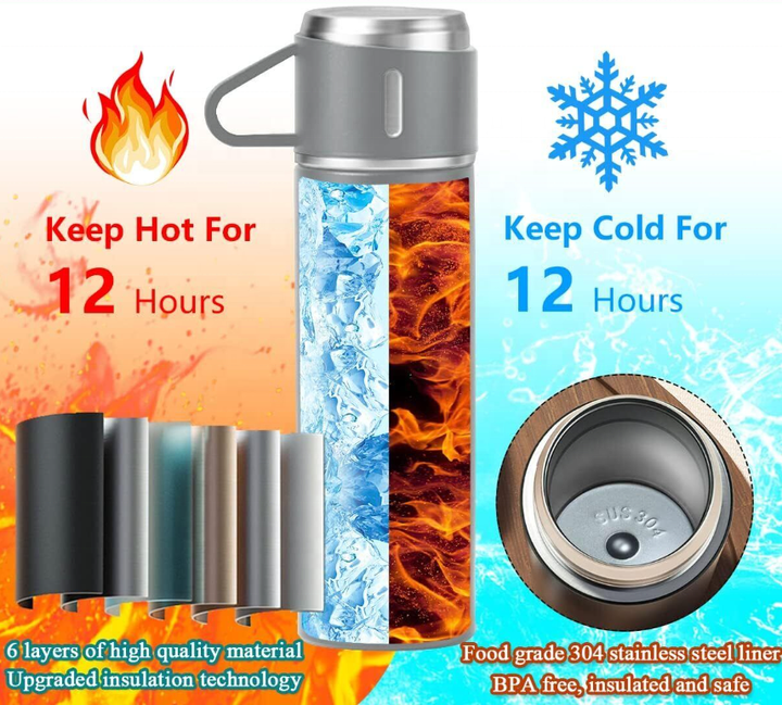 Custom Logo Portable Stainless Steel 500ml Insulated Coffee Tea Mug Personalized Vacuum Flask Eco-Friendly Gift Box Set - 图片 2